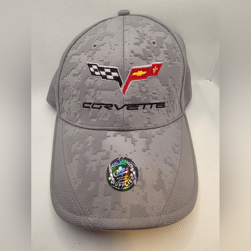 Corvette Gray Logo Embroidered Baseball Cap